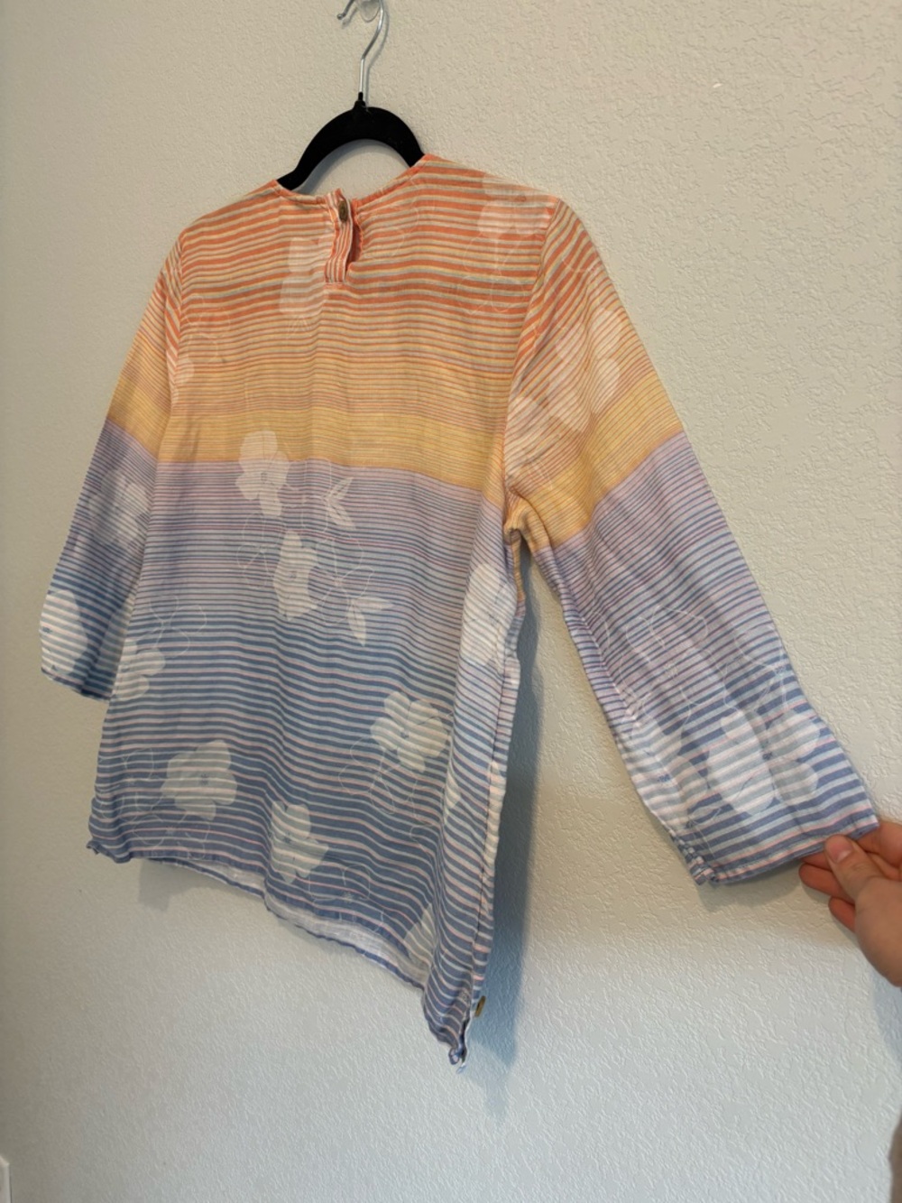 J.Jill 100% Linen Floral Stripe Tunic Top Blue Orange Lightweight XS - Picture 10 of 10